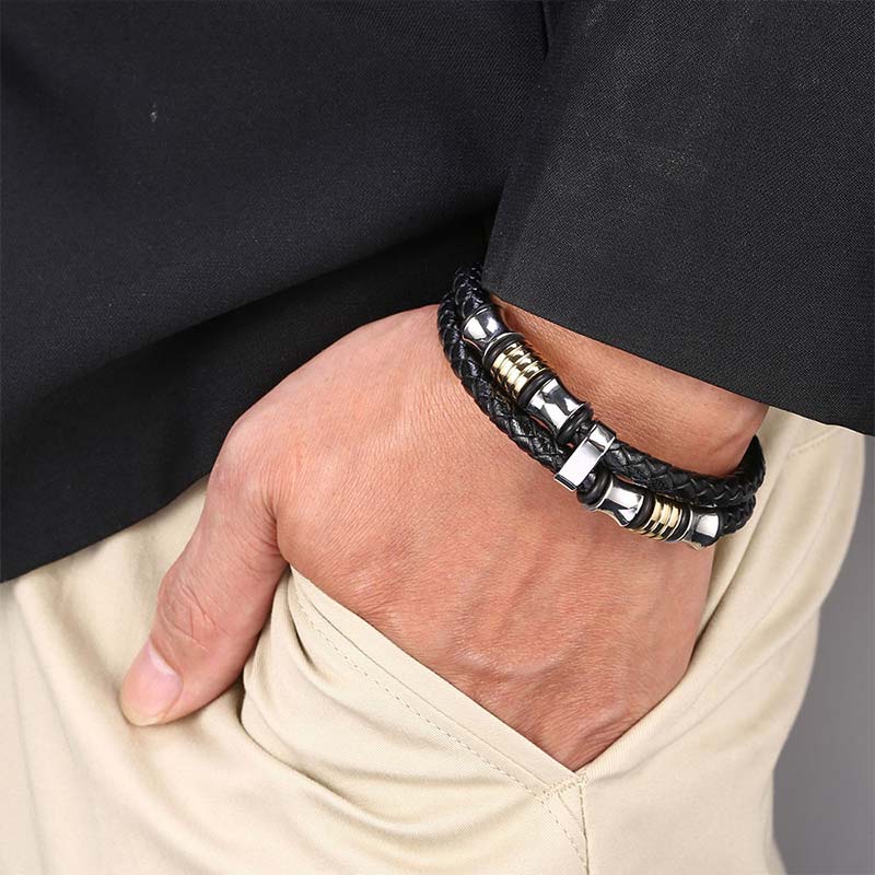 Wear FengShui Layered Leather Weave Fortune Bracelet
