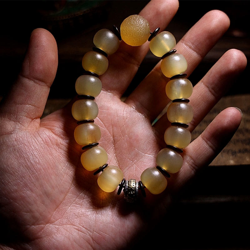 Wear FengShui Handmade Tibetan Sheep Horn Om Mani Padme Hum Auspiciousness Bracelet
