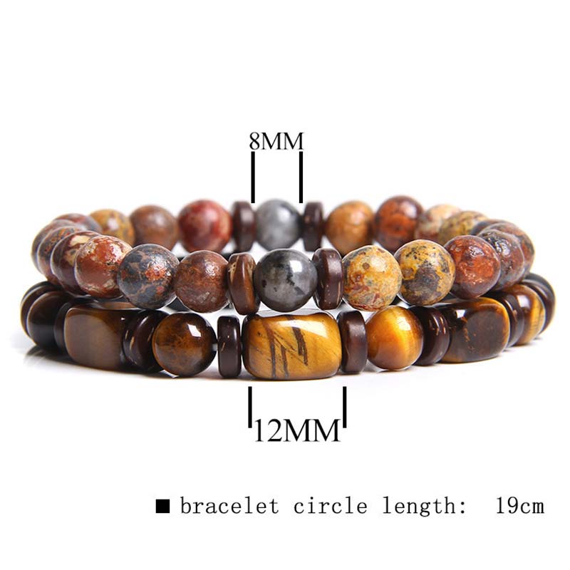 Wear FengShui 2PCS Healing Crystal Emperor Stone Tiger Eye Bead Bracelet