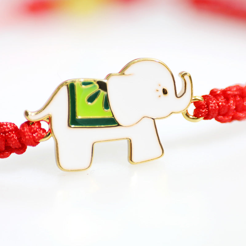 Wear FengShui Tibetan Handmade 925 Sterling Silver Lucky Elephant Red String Bracelet