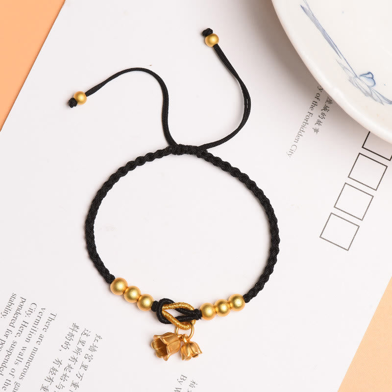 Wear FengShui Handcrafted Lily Of The Valley Flower Charm Design Luck Protection Braided Bracelet