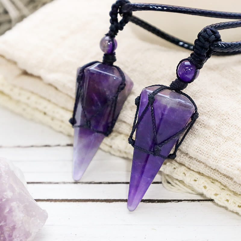 Wear FengShui Natural Stone Pointed Pendant Necklace
