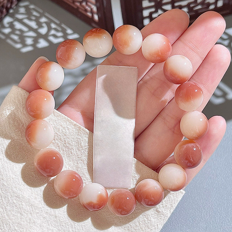 Natural Floral-Skin Jade-Like Bodhi Bead Bracelet – 12-13mm Round Beads