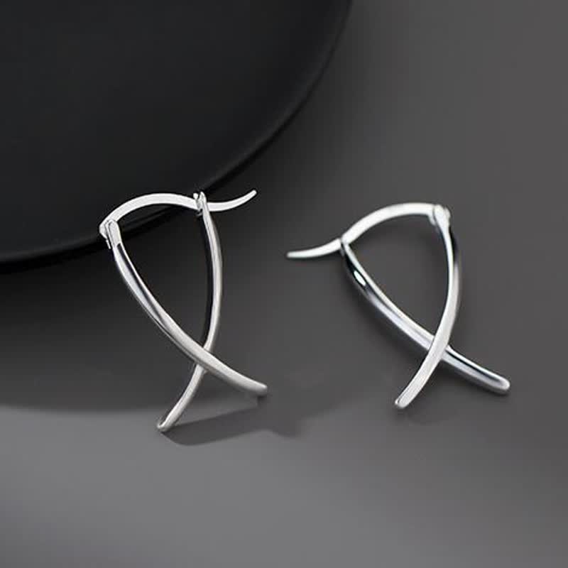 Wear FengShui Geometric Cross Design Luck Hoop Earrings