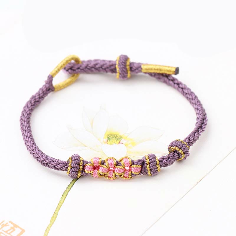Wear FengShui Handmade Three Peach Blossoms Luck Eight Strands Braided String Bracelet