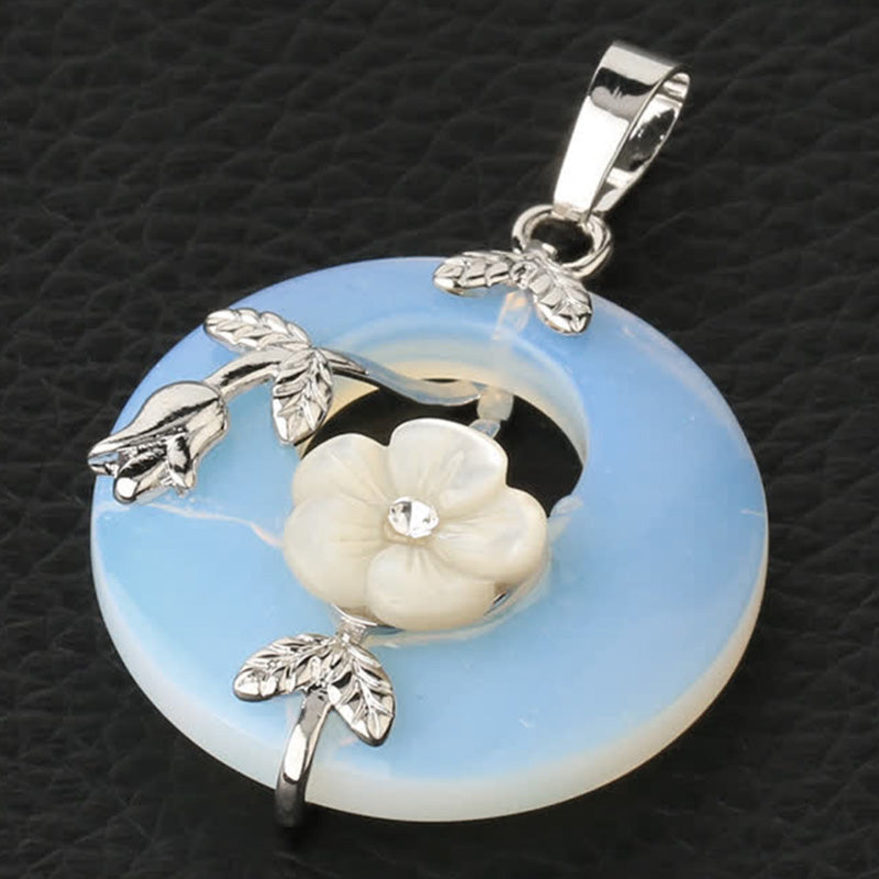 Wear FengShui Various Crystal Amethyst Green Aventurine Flower Healing Necklace Pendant