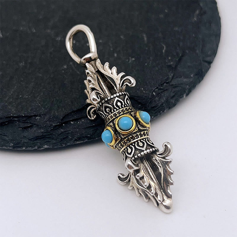 Wear FengShui Tibet Vajra Dorje Pattern Copper Luck Wealth Metal Necklace Pendant
