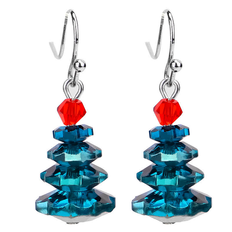 Wear FengShui Various Crystals Christmas Tree Amethyst Peace Healing Drop Earrings