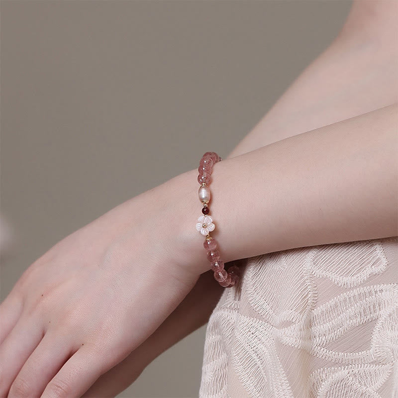 Wear FengShui Strawberry Quartz Peach Blossom Love Bracelet