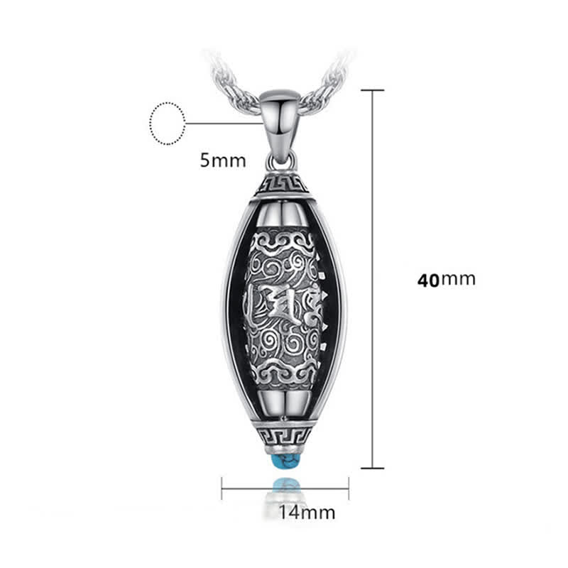 Wear FengShui Tibet Om Mani Padme Hum Protection Necklace Rotatable Pendant