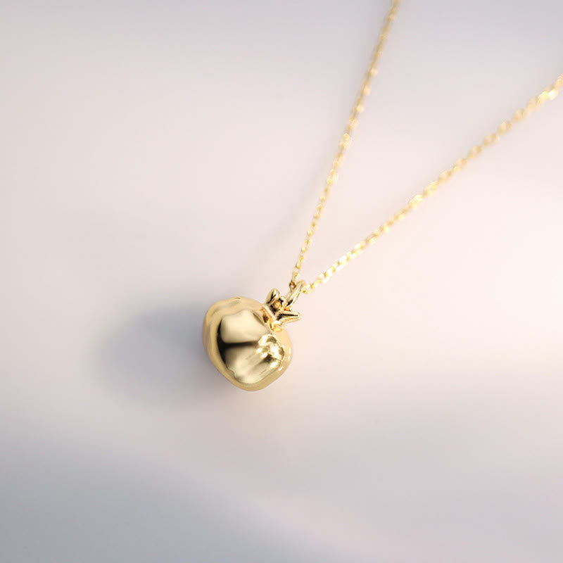 Wear FengShui 925 Sterling Silver 18k Gold Plated Pomegranate Garnet Crystal Passion Charm Necklace Pendant