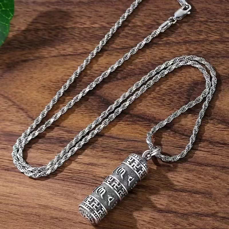 Wear FengShui Om Mani Padme Hum Swastika Twisted Chain Wisdom Necklace Pendant