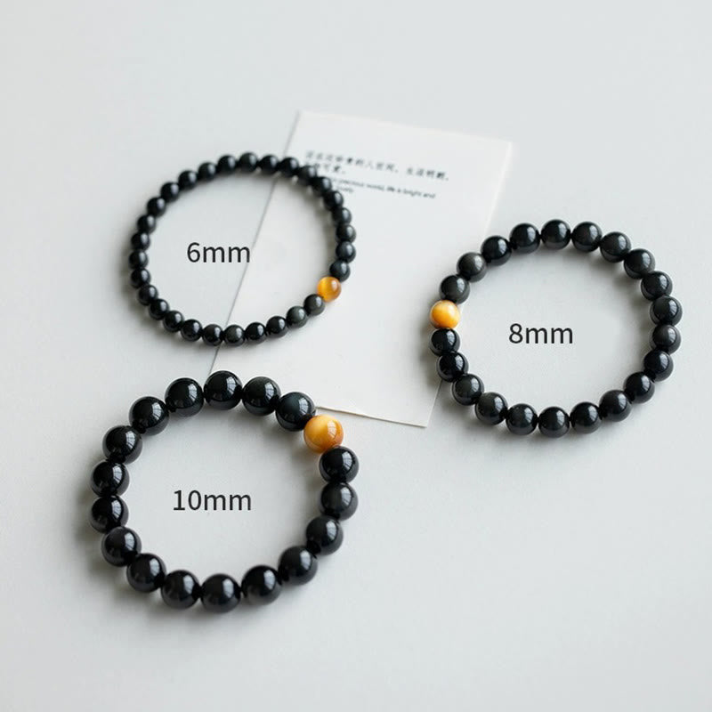 Wear FengShui Natural Rainbow Obsidian Tiger Eye Positive Love Bracelet