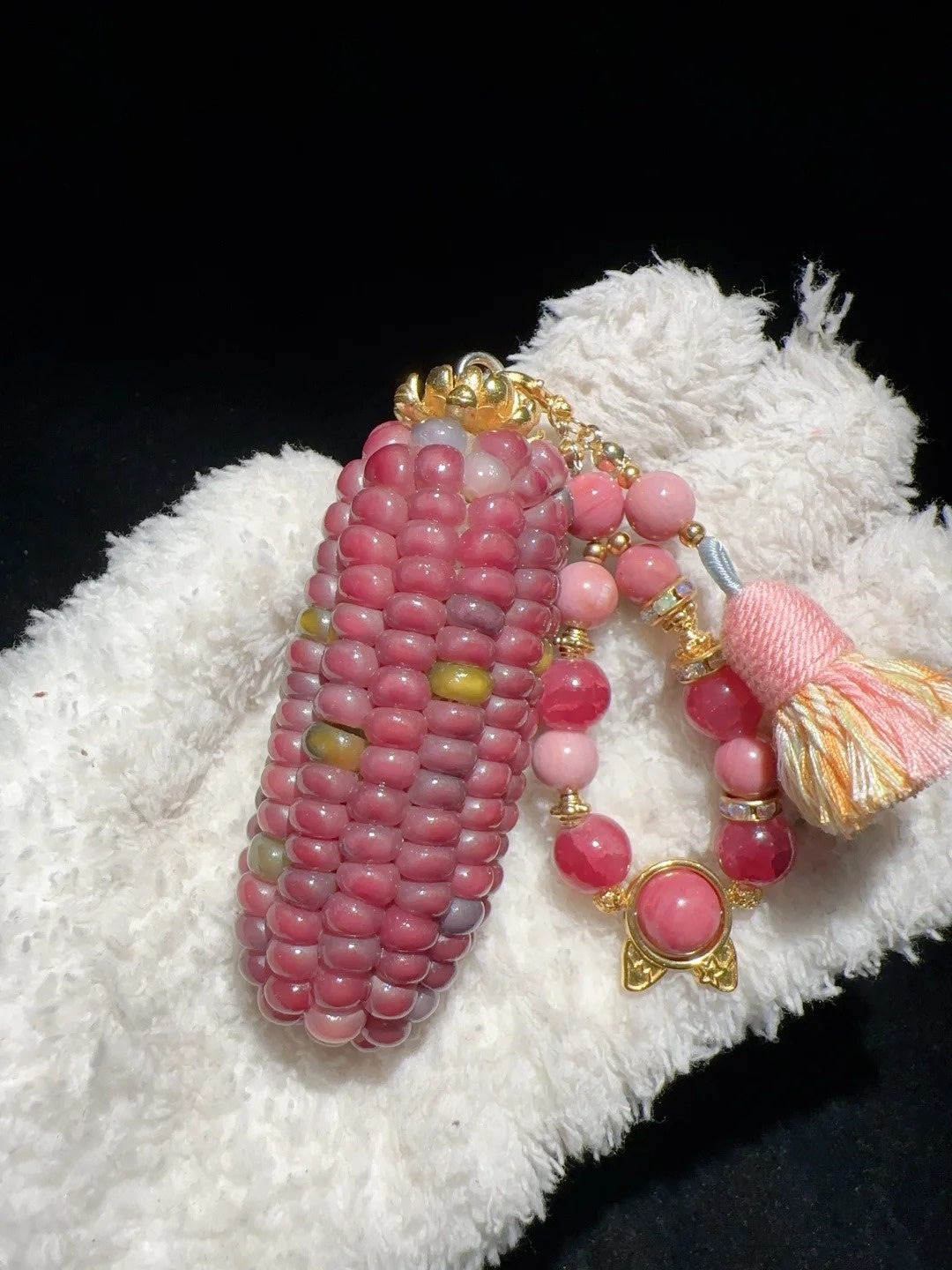 Matte Strawberry Pink Corn Charm
