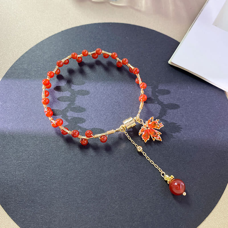 Wear FengShui Red Maple Leaf Luck Charm Bracelet