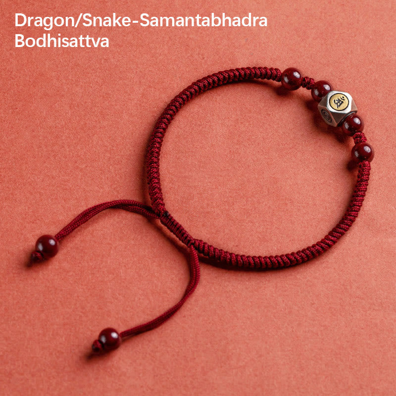 Wear FengShui 925 Sterling Silver Chinese Zodiac Natal Buddha Cinnabar Calm Bracelet