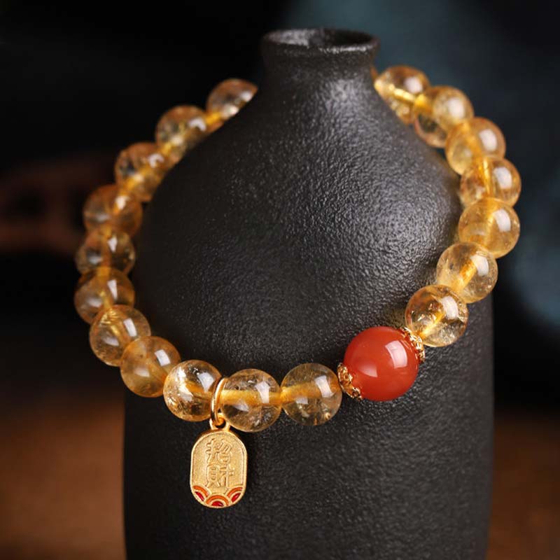 Wear FengShui Citrine Red Agate Fortune Charm Bracelet