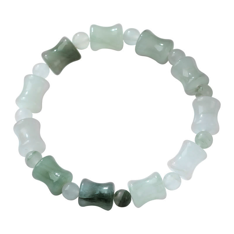 Wear FengShui Jade Coconut Shell Bamboo Pattern Abundance Luck Bracelet