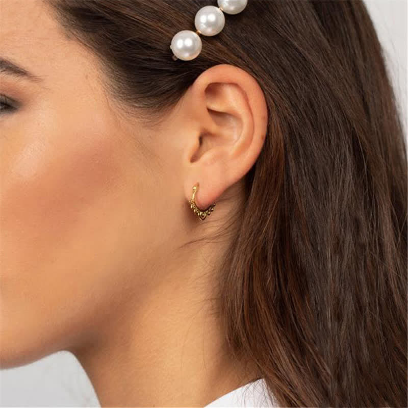 Wear FengShui Round Lotus Flower Pattern Luck Hoop Earrings