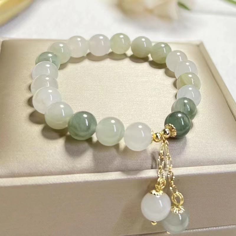 Wear FengShui Natural Gradient Jade Abundance Luck Bead Charm Bracelet