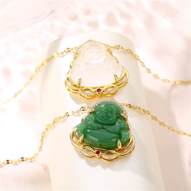 Wear FengShui Natural Laughing Buddha Peace Necklace