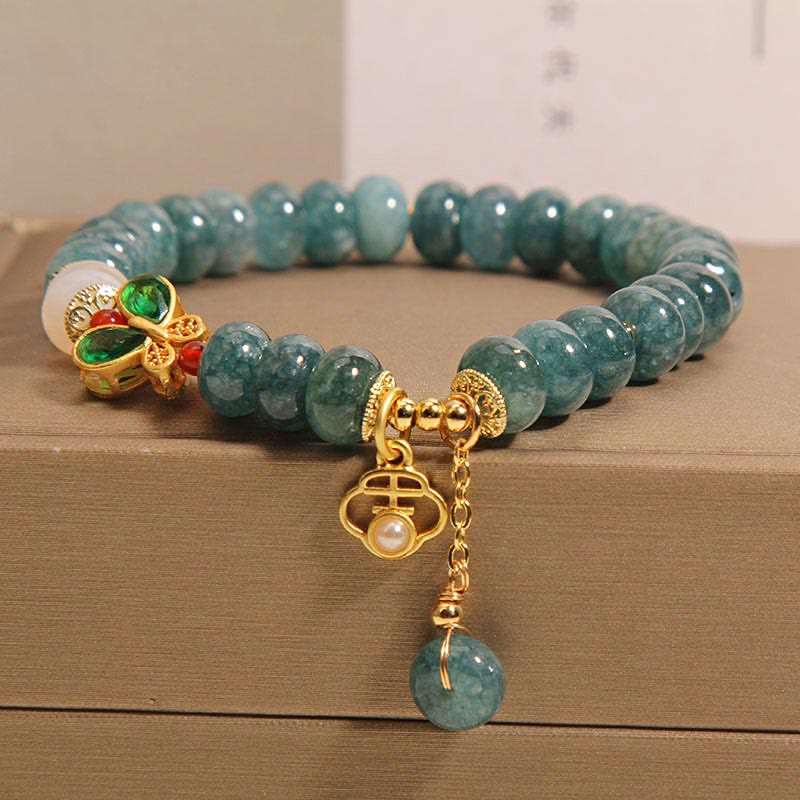 Wear FengShui Jade White Agate Butterfly Abacus Beads Abundance Bracelet