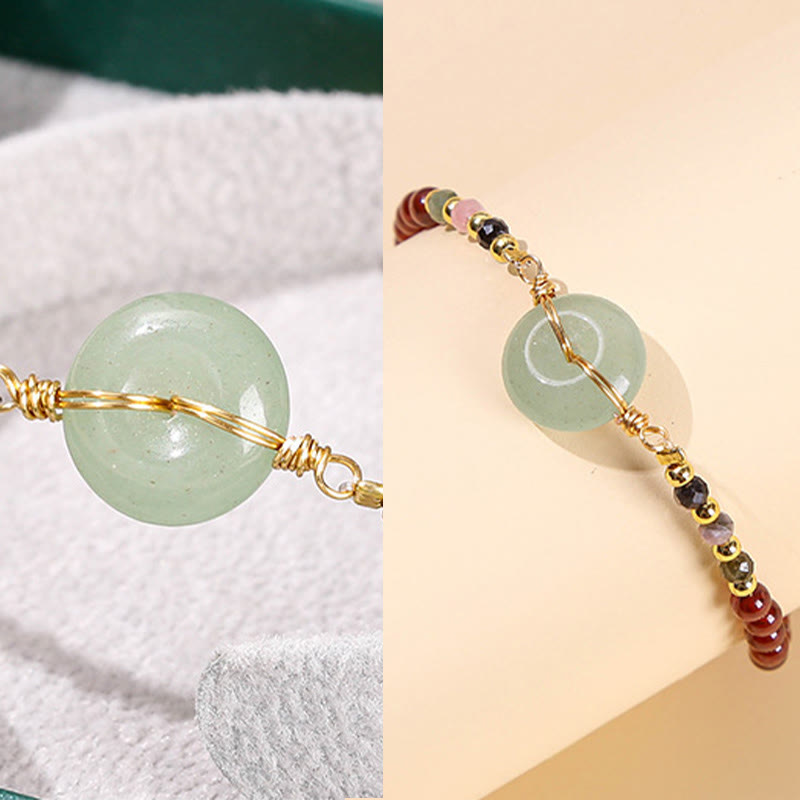 Wear FengShui Natural Garnet Peace Buckle Bead Calm Bracelet