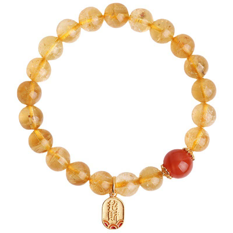 Wear FengShui Citrine Red Agate Fortune Charm Bracelet