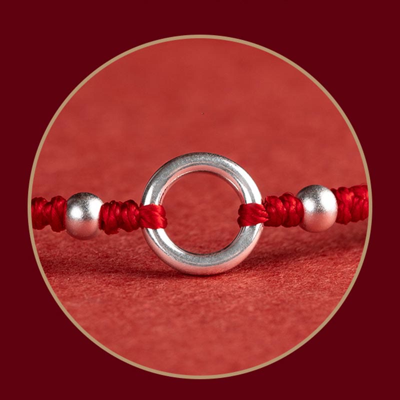 Wear FengShui 925 Sterling Silver Lucky Fortune Peace Joy Lotus Peace Buckle Red String Bracelet