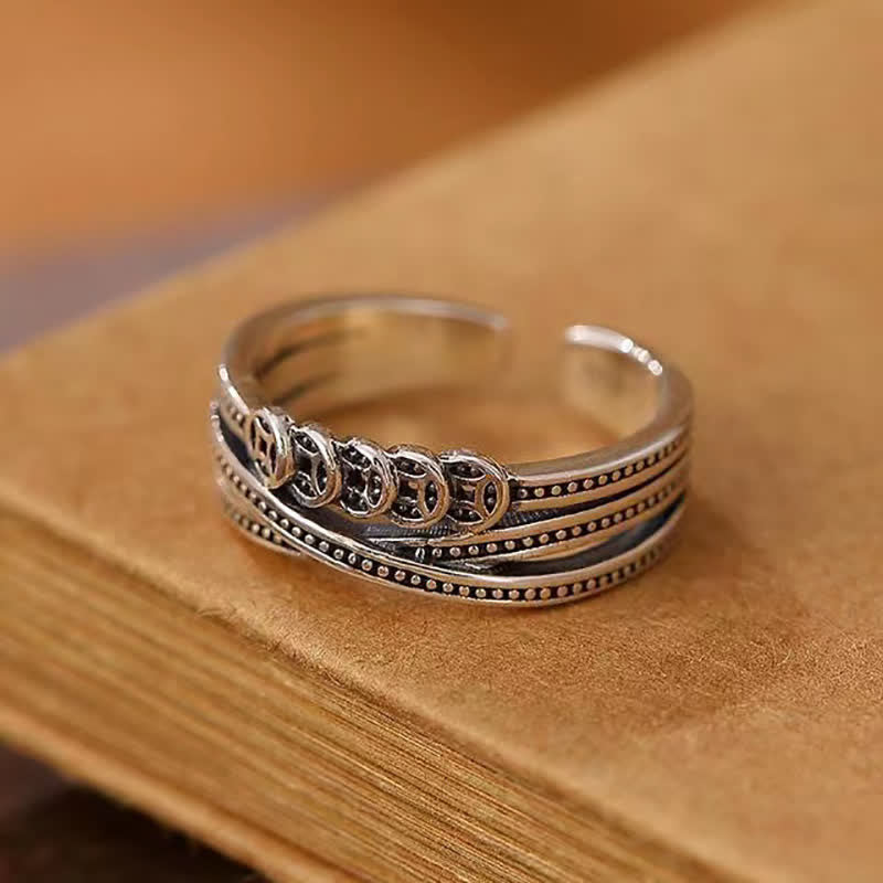 Wear FengShui Copper Coin Wealth Luck Ring