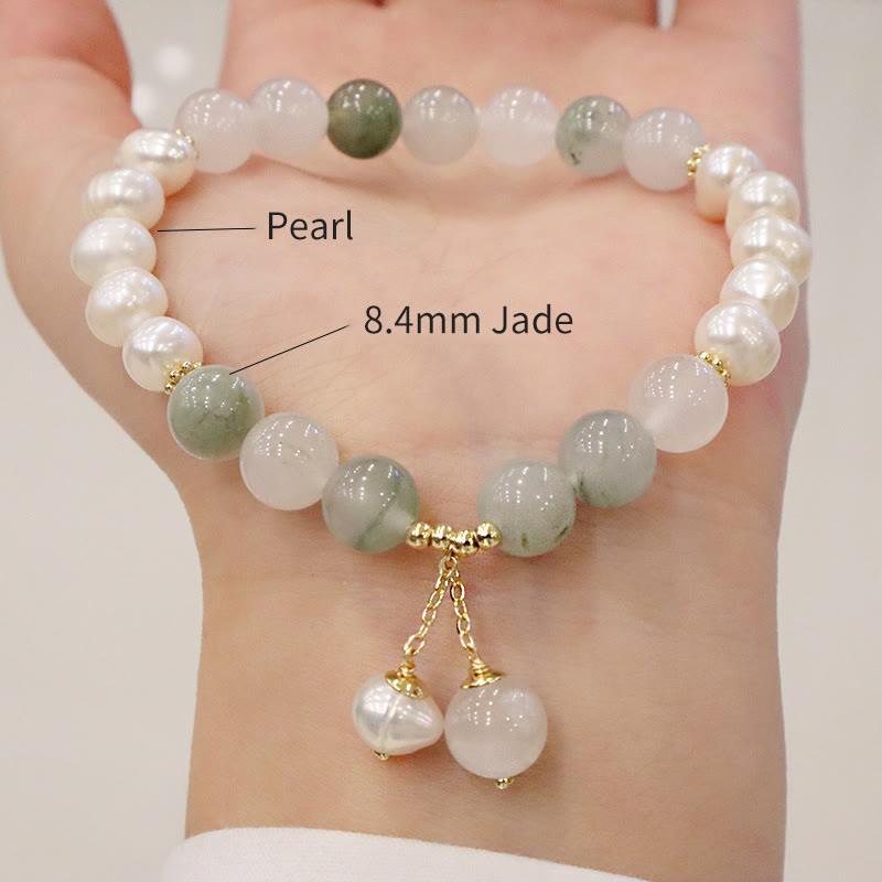 Wear FengShui Natural Pearl Jade Healing Sincerity Bracelet