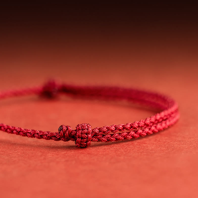 Wear FengShui 925 Sterling Silver Good Fortune Fu Character Agate Pearl Red String Braid Bracelet