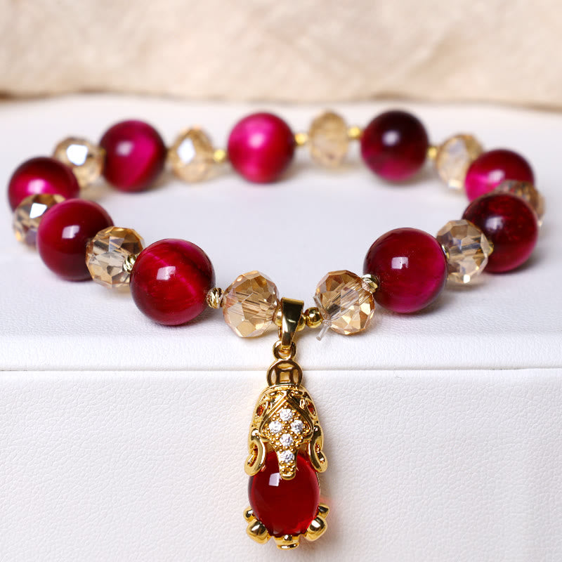 Wear FengShui Red Tiger Eye PiXiu Fox Protection Self Confidence Bracelet