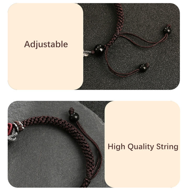 Wear FengShui 925 Sterling Silver Auspicious Dragon Success Handcrafted Braided Bracelet