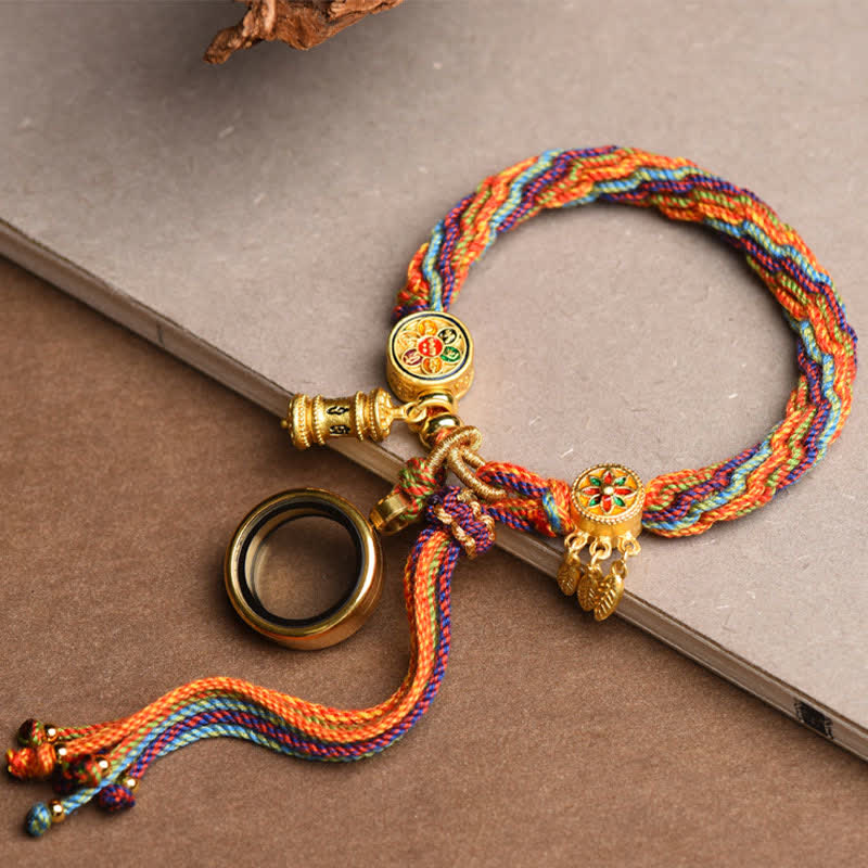 Wear FengShui Tibetan Om Mani Padme Hum Dreamcatcher Luck Colorful Reincarnation Knot String Bracelet