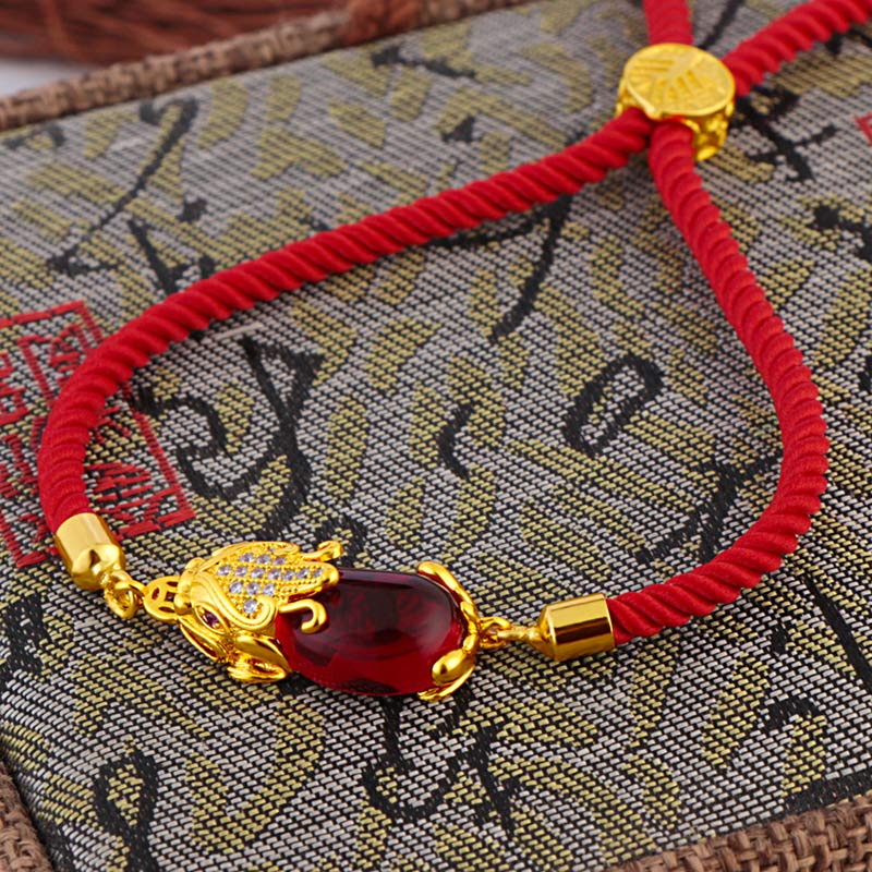 Wear FengShui Wealth Attractor Red Agate Pixiu Red String Bracelet