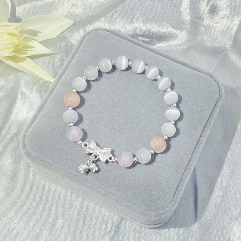 Wear FengShui Cat's Eye Lavender Amethyst Rosette Charm Bracelet