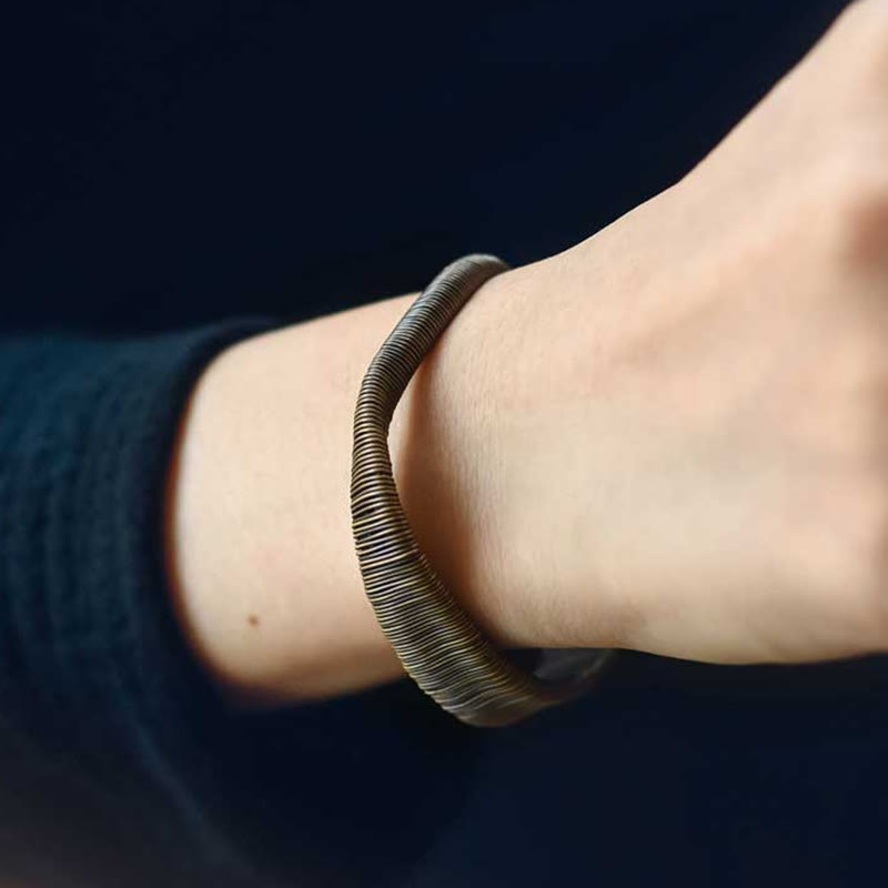Wear FengShui Simple Design Wrapped Brass Copper Luck Wealth Adjustable Cuff Bracelet