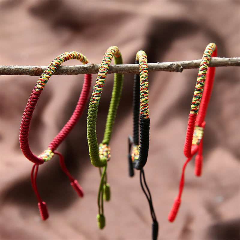 Wear FengShui Tibetan Handmade Multicolor King Kong Knot Luck Strength Braided Bracelet