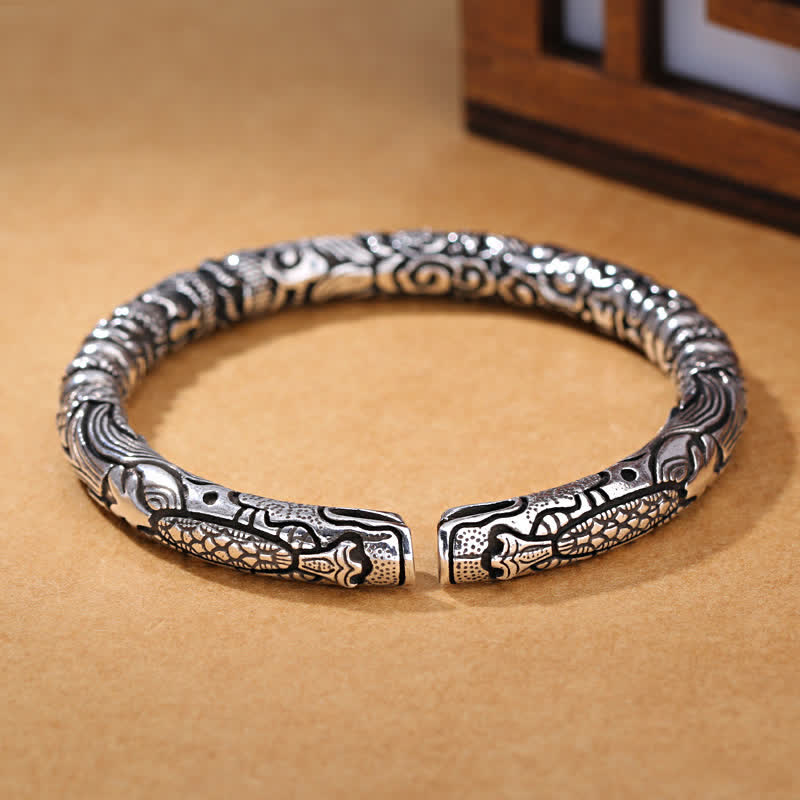 Wear FengShui Dragon Head Carved Luck Bracelet Bangle