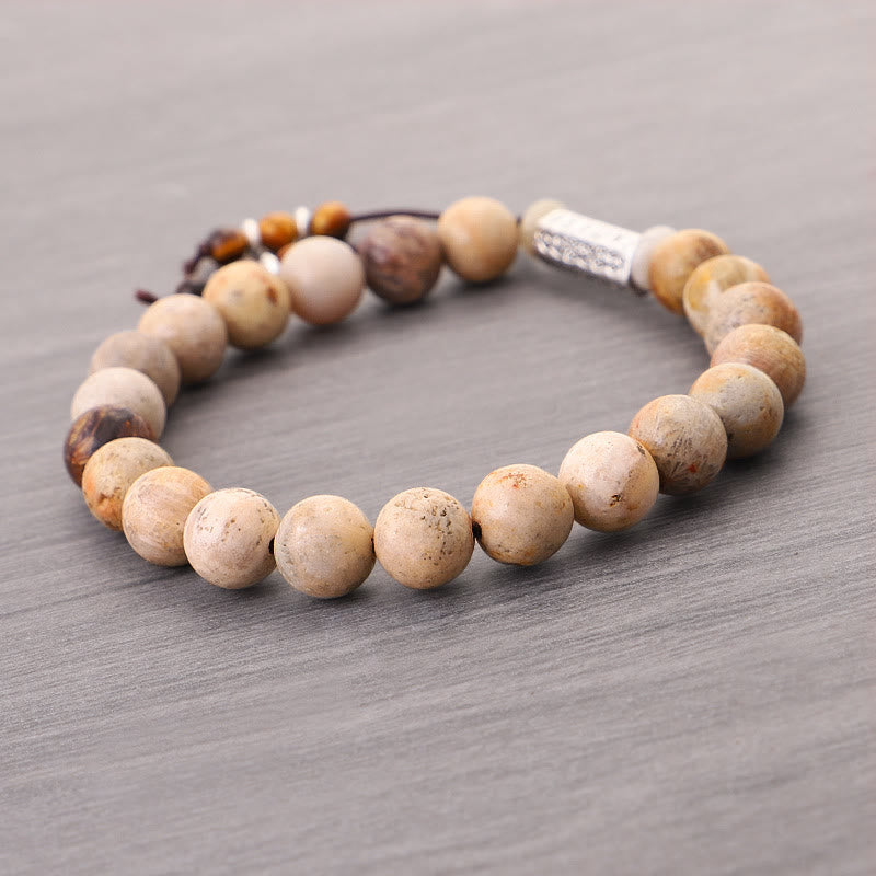 Wear FengShui Weathered Stone Om Mani Padme Hum Strengthen Bracelet