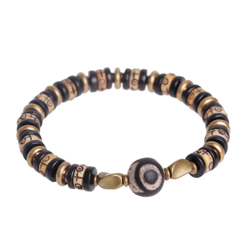 Wear FengShui Tibetan Bone Beads Ebony Wood Strength Bracelet