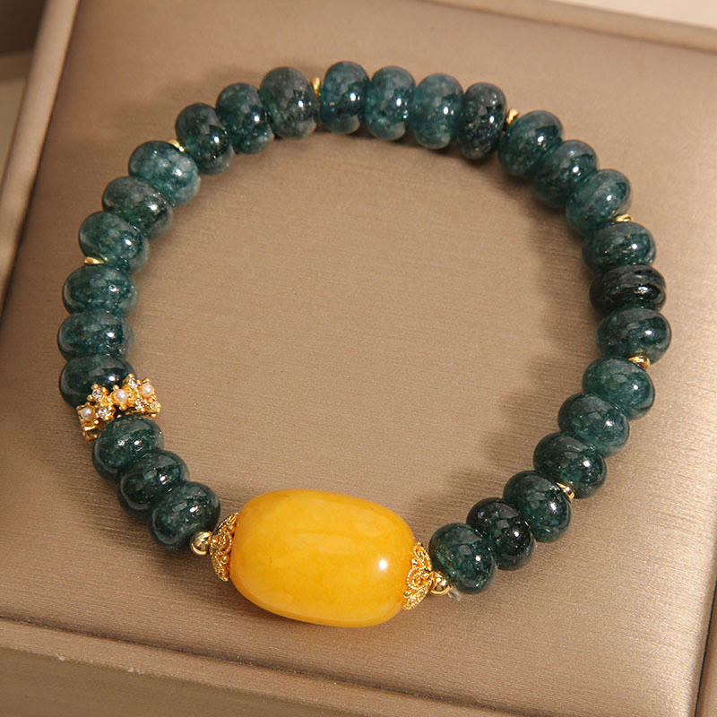 Wear FengShui Green Jade Abacus Beads Topaz Luck Bracelet