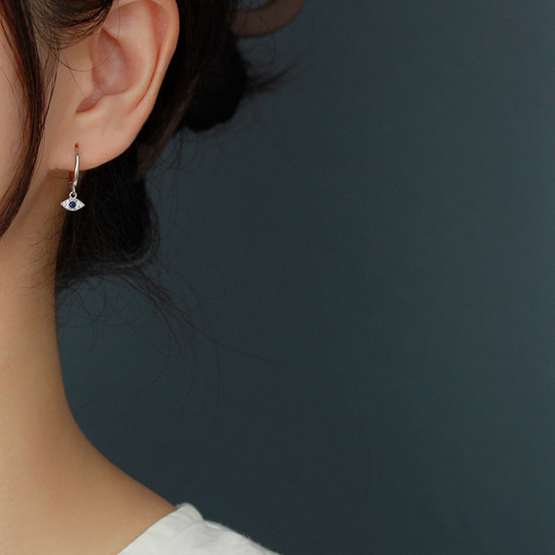 Wear FengShui 925 Sterling Silver Evil Eye Blessing Protection Stud Earrings