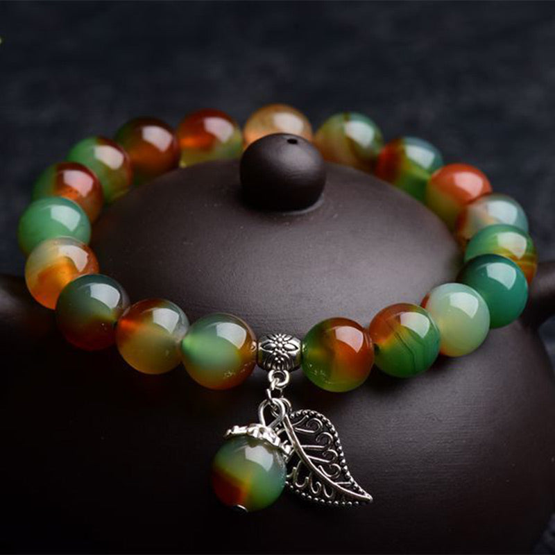 Wear FengShui Tibetan Natural Green Agate Healing Bracelet