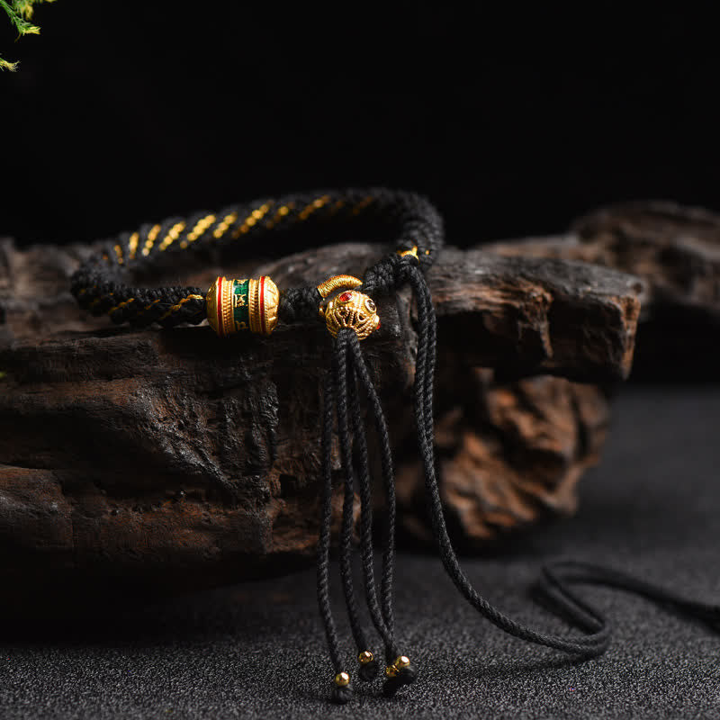 Wear FengShui Tibetan Handmade Luck Prayer Wheel Bead Charm Weave Colorful String Bracelet