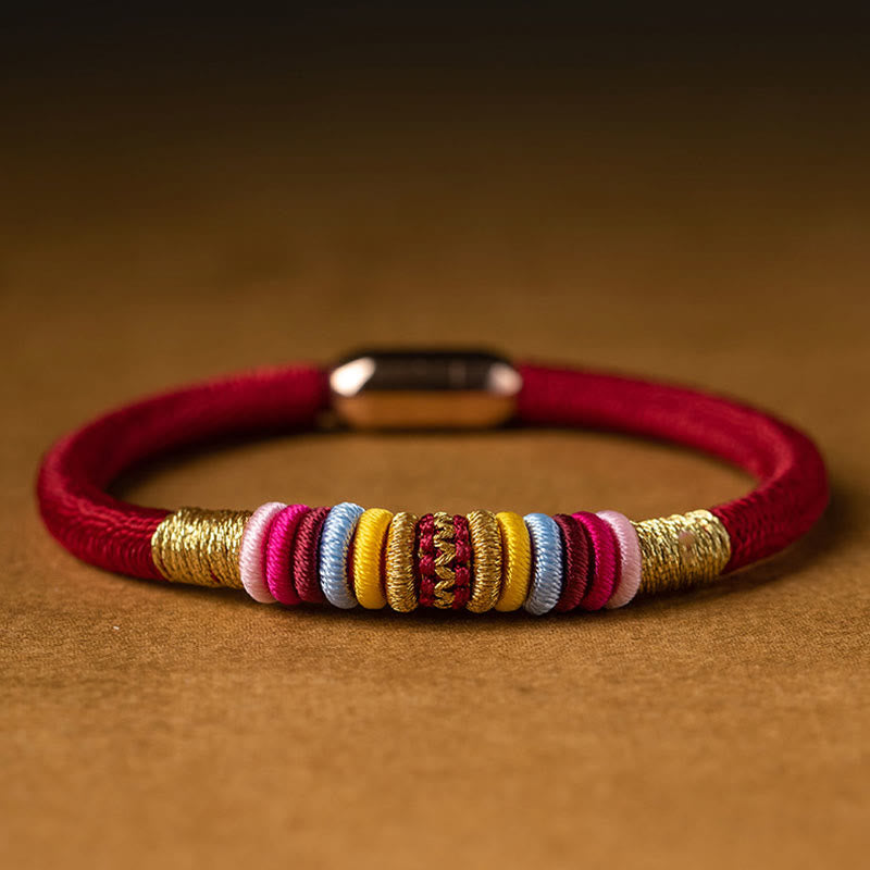 Wear FengShui Tibetan Handmade King Kong Knot Protection Magnetic Buckle Braided Bracelet