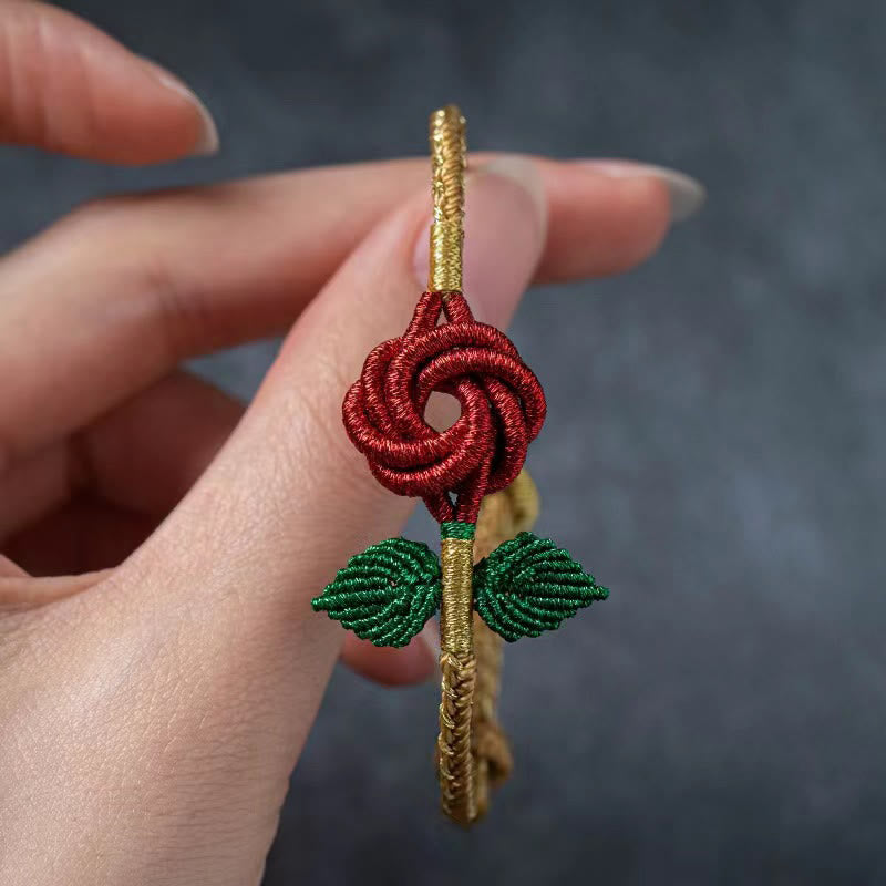 Wear FengShui Rose Flower Rope Eight Thread Peace Knot Luck Handmade Bracelet