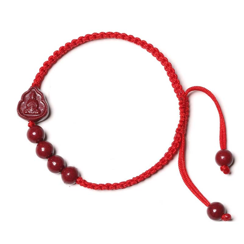 Wear FengShui Laughing Buddha Avalokitesvara Cinnabar Blessing String Bracelet