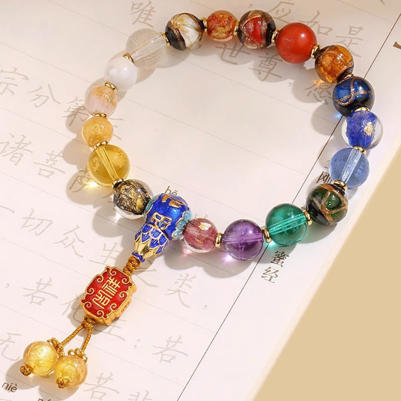 Wear FengShui Tibetan Colorful Incense Ash Liuli Glass Bead Om Mani Padme Hum Dorje Vajra 18 Beads Wrist Mala